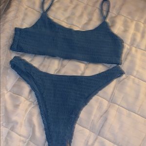 NEVER WORN SMOCKED BLUE BIKINI SET